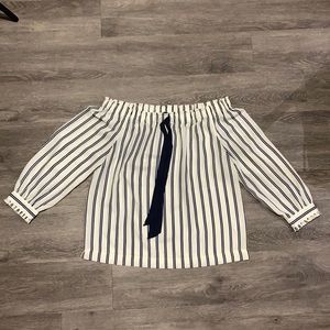 Off the Shoulder Striped Blouse